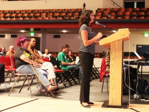 lilfawn Little Fawn Boland denies that the tribe is reservation shopping at a public meeting on Sept. 17 at Richmond's Civic Center.