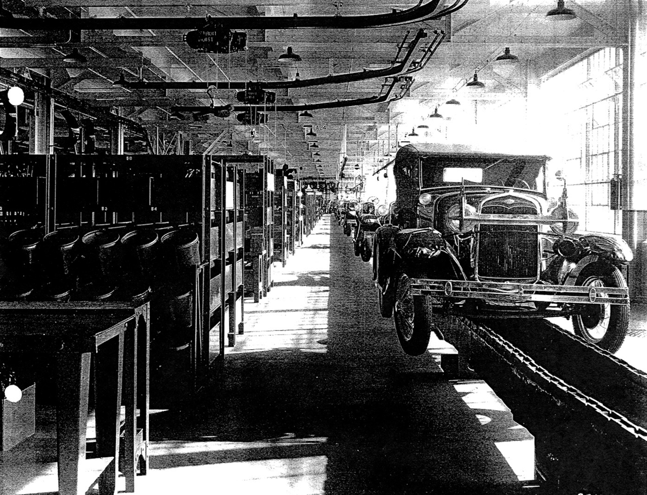 Ford model t and the assembly line in the 1920s