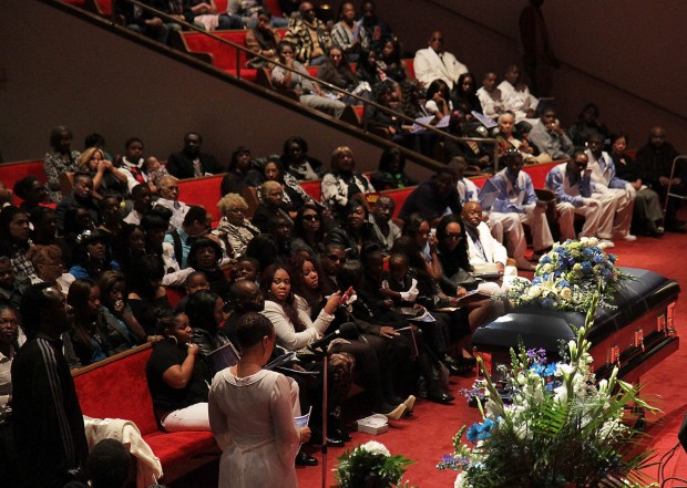 someone eulogizing ervin coley III at hilltop church