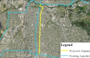 The East Bay Municipal Utility District plans to lay a major new water pipeline beneath 23rd Street. Construction is slated to begin in 2021. (map courtesy of EBMUD)