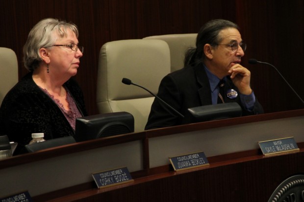 Mayor Gayle McLaughlin and Council member Jeff Ritterman listen to findings from a recently completed fair housing test. Ritterman said the City 
