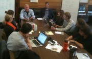 Chief Chris Magnus (left) and Captain Mark Gagan (right) have a round-table discussion with Richmond Confidential reporters. (photo by: Alexis Kenyon)