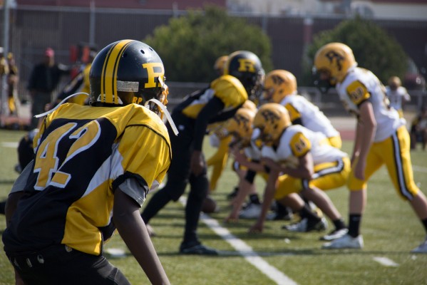 The Steelers get ready to face off against the Palo Alto Knights. (Photo by: Lauren Kate Rosenblum)