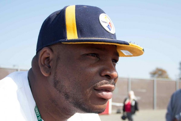 Coach Terry Bell watches the Steelers play at Kennedy High School in Richmond. (Photo by: Lauren Kate Rosenblum)