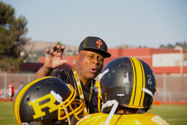 Uncle Coach talks to players during game. (Photo by: Lauren Kate Rosenblum)