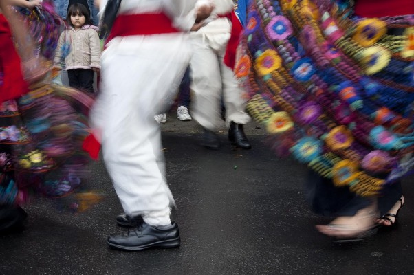 Traditional Mexican dance is performed by children outside the church. (Photo by: Tyler Orsburn)