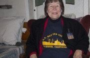 Lois Boyle in her "office" on board the SS Red Oak.
