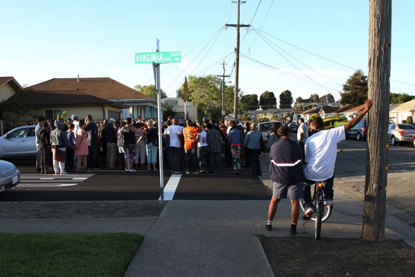 A large group came out to Young's vigil to support his family and call for an end to community violence. Photo by: Anne Hoffman.