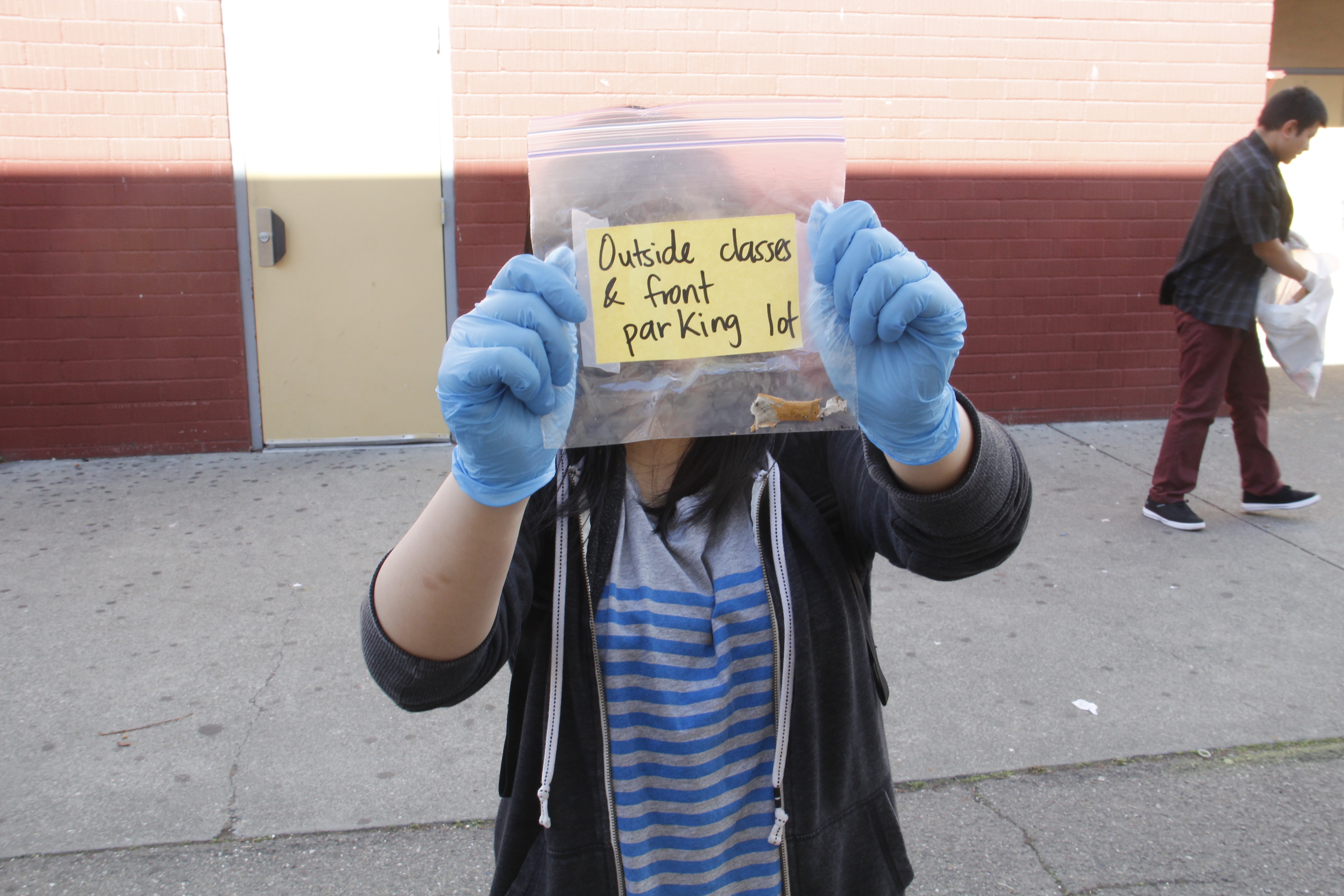 Richmond High School students gather to clean up trash and measure campus use of tobacco and