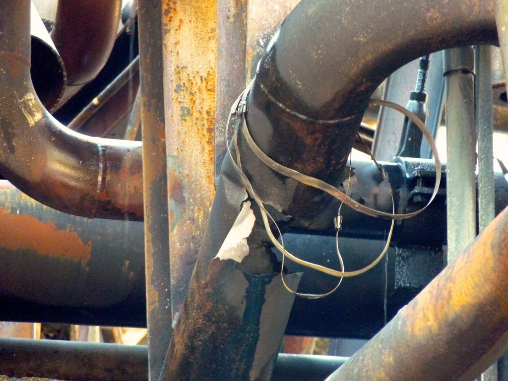 The section of pipe damaged during the Aug. 6 fire at Chevron's Richmond refinery (Photo courtesy of: US. Chemical Safety Board).